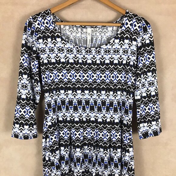 NY Collection Geo-Patterned 3/4-Sleeve Jersey Dress NWT Medium Petite - Picture 3 of 11